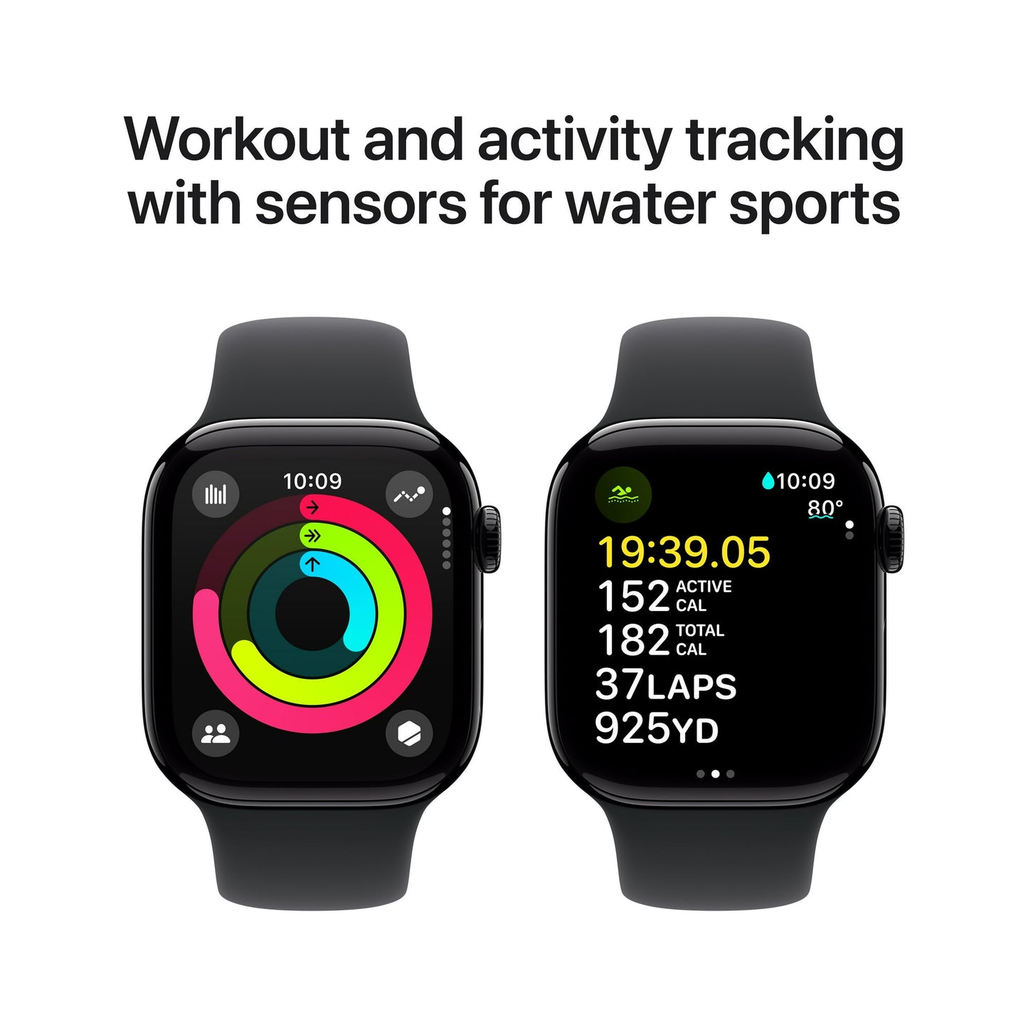 Apple Watch Series 10 GPS Jet Black Aluminum Case with Black Sport Band