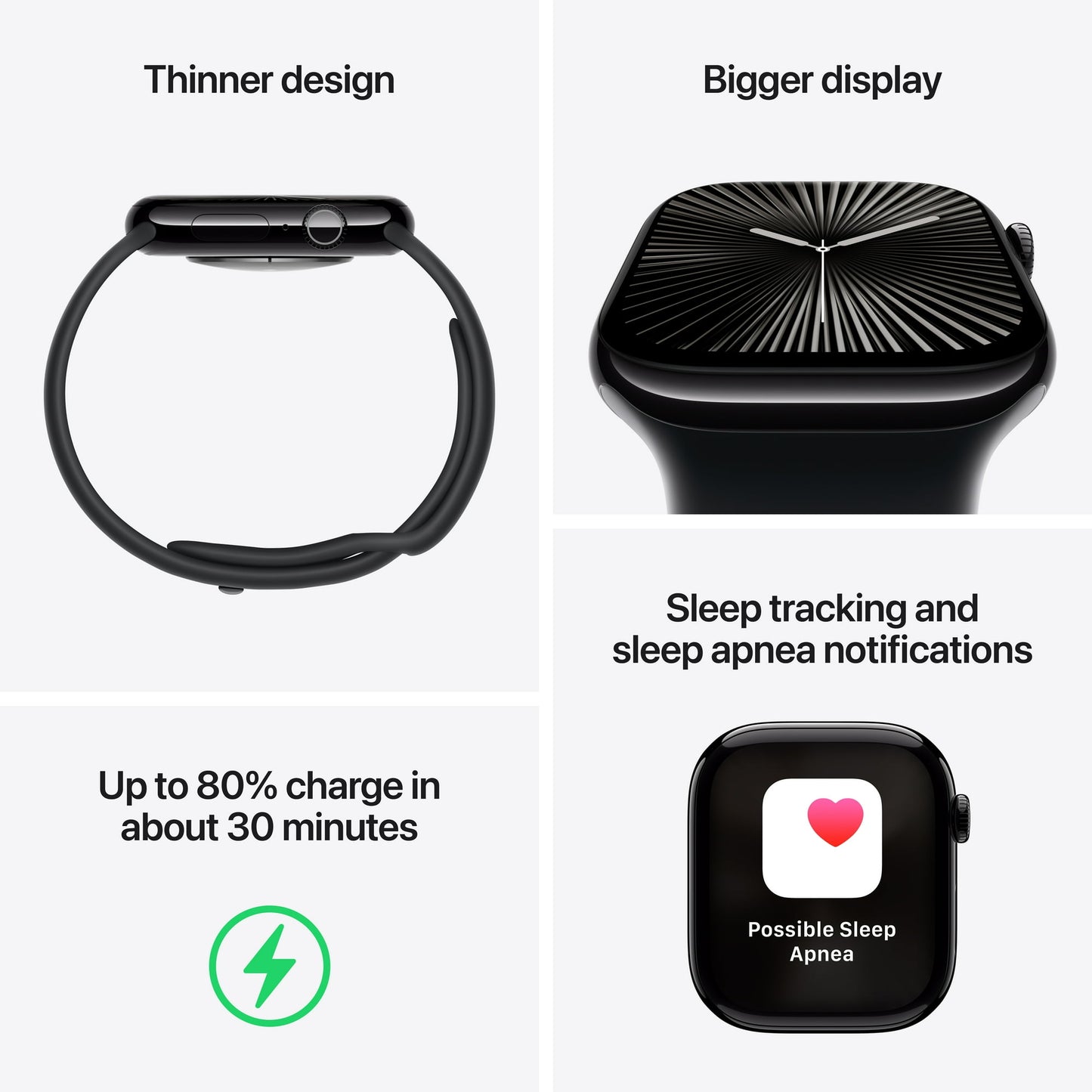 Apple Watch Series 10 GPS Jet Black Aluminum Case with Black Sport Band